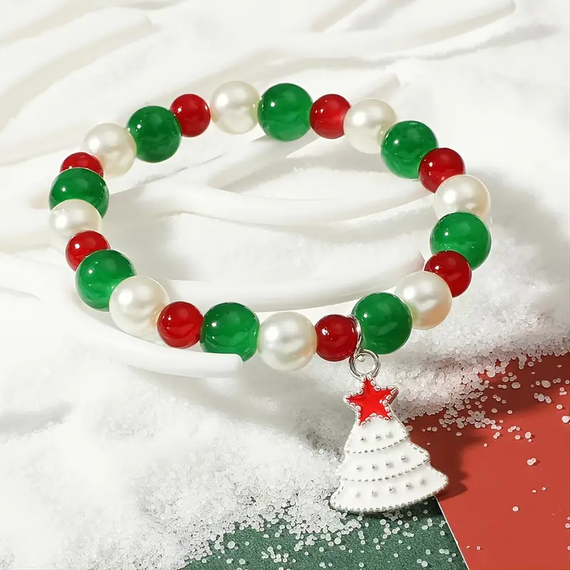 Bracelet Perlé Fait Main De Noël Elk Mignon Sapin De Noël - Temu