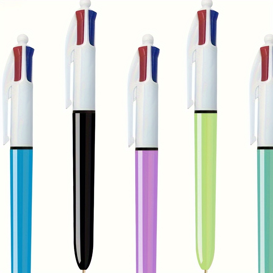 

5 Pack Retractable 4-color Ballpoint Pens, Medium Point (1.0mm), Oval Body Plastic Multicolored Pens For School Supplies And Painting, Suitable For Ages 14+.