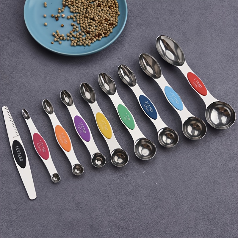 Stainless Steel Measuring Spoon, Magnetic Suction Double Head