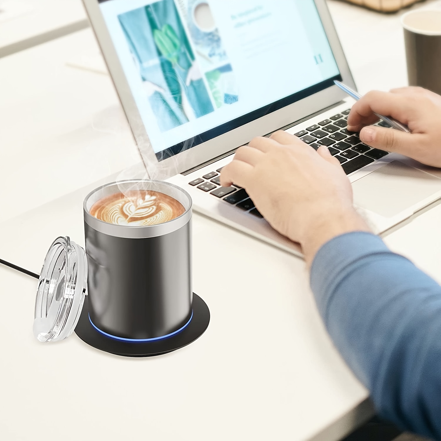 Coffee Mug Warmer Set,12oz Heated Mug with Double-Layer 304 Stainless  Steel,USB Powered Mug Warmer,131℉ Self Heating Coffee Mug for Desk,Coffee  Gifts