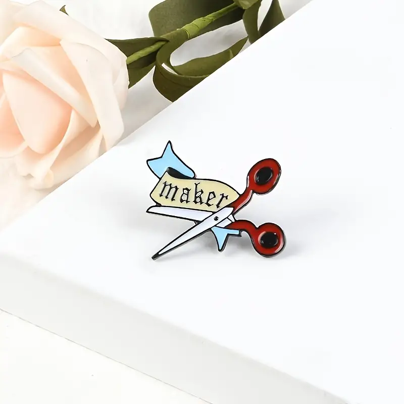 Cute Cartoon Scissors Badge Pin For Fashionable Jeans Bags - Temu