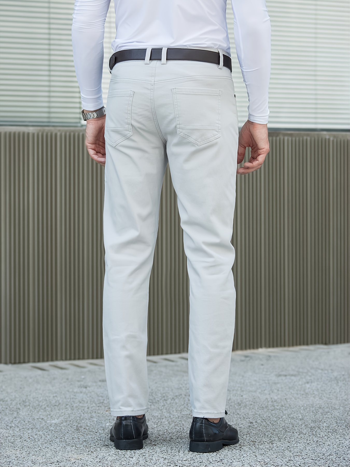 mens casual straight fit business pants