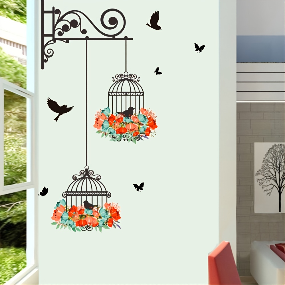 Creative Birdcage Wall Stickers Wall Decals For Living Room Bedroom Tv  Background Self Adhesive Home Decor Stickers | Don't Miss These Great Deals  | Temu