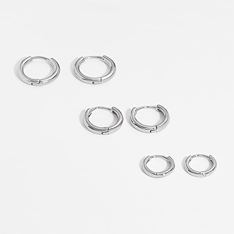 Sterling Silver Hoop Earrings Set of 3 Sizes 