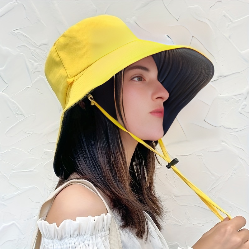 Wide Brim Sun Hat Solid UV Protection Bucket Hat Casual Travel Beach Hats
