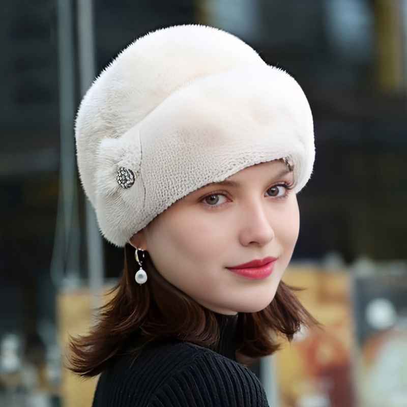 

1pc Women Warm Beanies Faux Fur Hats Winter Thick Warm Ears Windproof Hat