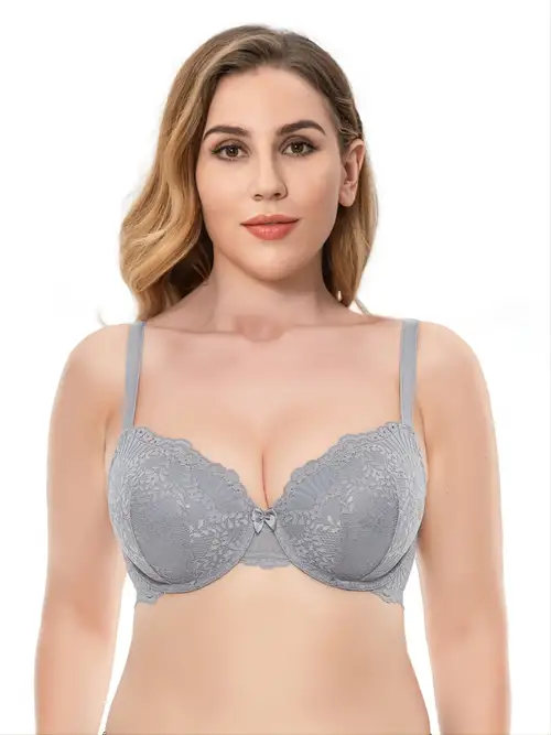 Women Lace Push Up Bra,Soft Underwire Padded Add Cups Lift Up Everyday Bra  (Color : Dark Green, Size : (40) 40A)