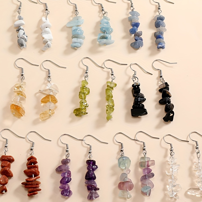 

Set Of 10 Women's Fashion Stone Drop Dangle Earrings, Boho And Korean Style, No Plating Chic Geometric Long Hanging Earrings, Ideal Gift For Friends, Versatile For Daily And Party Occasions