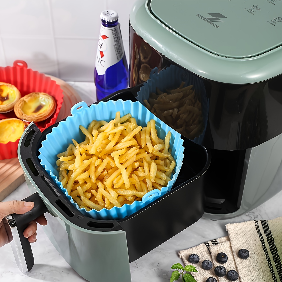 Large Silicone Air Fryer Liner, Square Air Fryer Liners Pot For 6qt - 9qt,  Silicone Basket Bowl, Reusable Baking Tray, Oven Accessories, Baking Tools,  Kitchen Gadgets, Kitchen Accessories - Temu