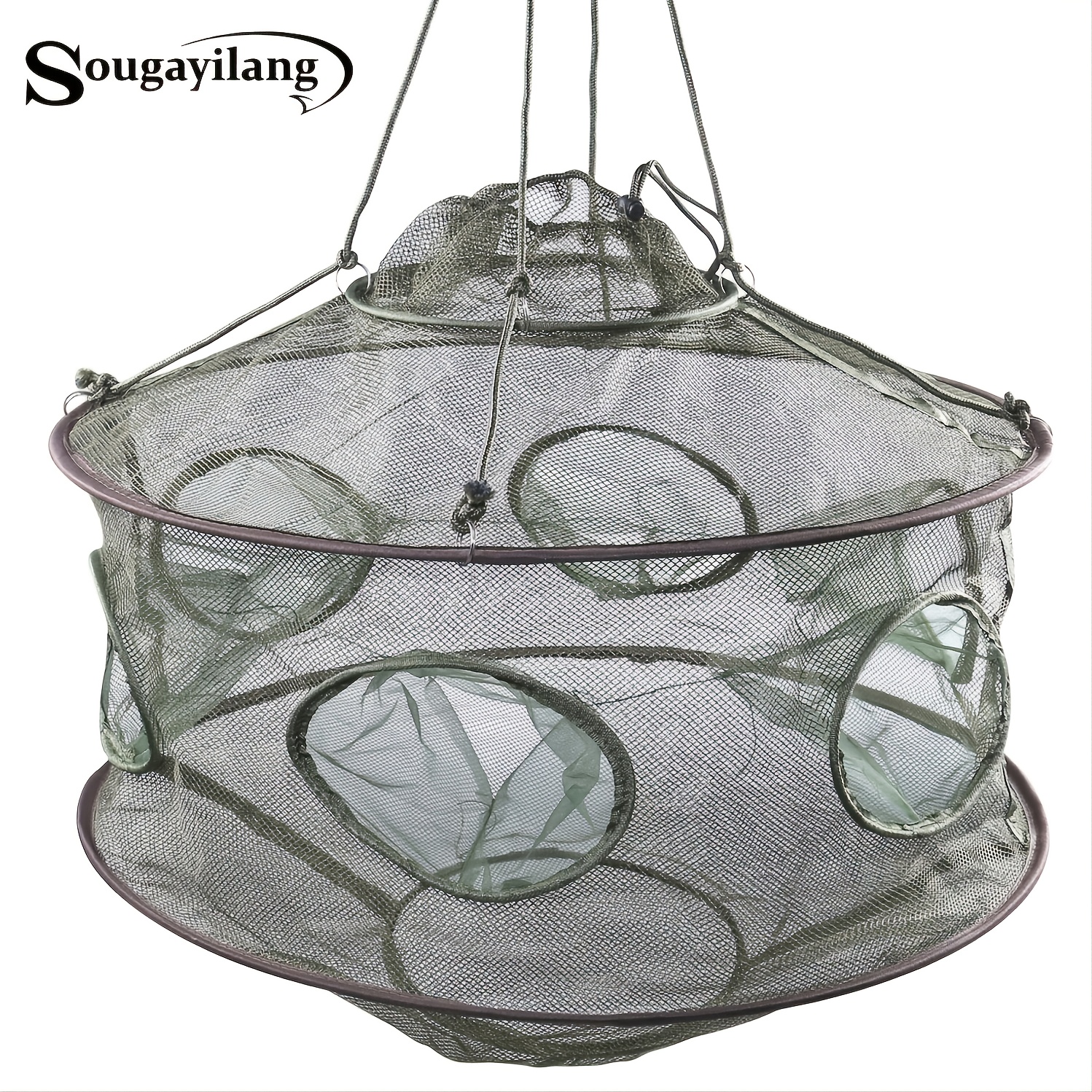 Portable Fishing Trap 6 Holes Automatic Folding Shrimp Cage Crab Fish Net