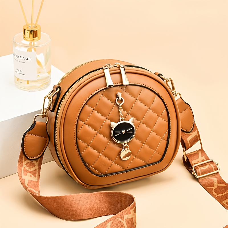 Small Round Bag Wide Strap, Casual Crossbody Bag For Women - Temu