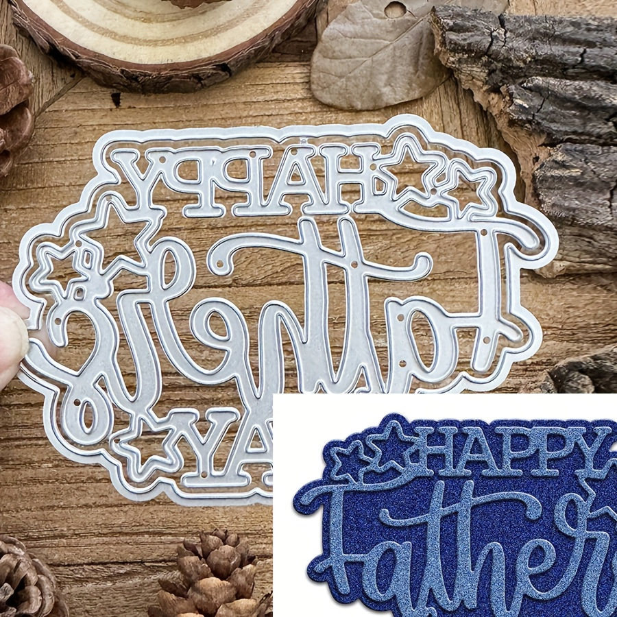 

Lovely Happy Fathers Day Stars Layers Title Words Metal Cutting Dies, Scrapbooking Paper Craft Knife Mould, Embossing Tools, Diy Scrapbooking & Stamping Supplies