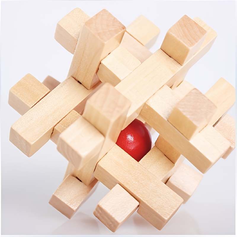 Wooden Kongming Lock: A 3d Brain Teaser Puzzle Adults Kids - Temu