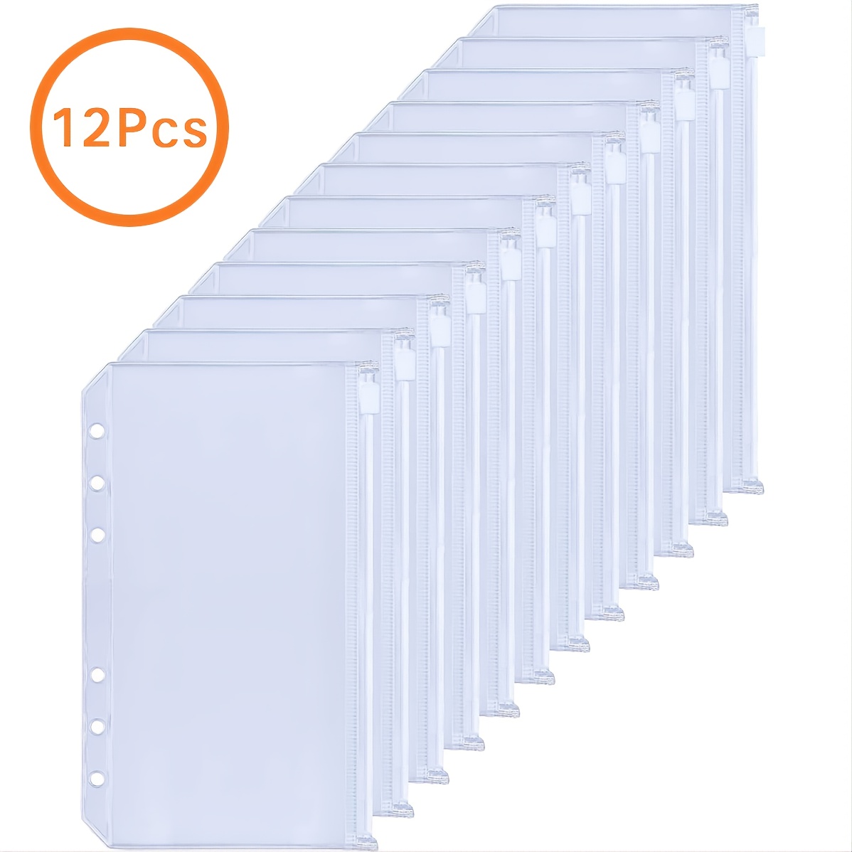 12 Pieces Clear Zipper Pouches, PVC Zipper Storage Bags, Folder Storage  Pouches, Waterproof Document Pouch for School Office (White,10 x 8 x 0.2  Inch)