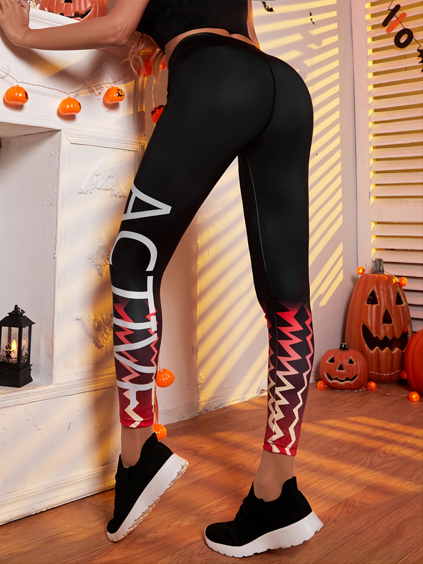 Leggings estampados para mujer, Leggings de Halloween, disfraz de  Halloween, pantalones elásticos divertidos para correr, mallas, pantalones  de entrenamiento
