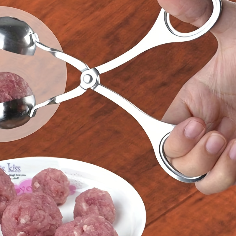 

1pc, Meat Ballers Maker, Stainless Steel Rice Ball Making Tongs, Meatball Scoop, Meatball Clip, None-stick Food Clip, Dough Scoop, Fish Ball Mold, Ice Cream Ball Makers, Kitchen Tools