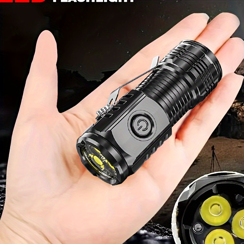 

1pc Outdoor Rechargeable Mini 3led Flashlight, Plastic Flashlights With Pen Clip Tail Magnet, Multifunction Bright Torch For Campsites Fishing