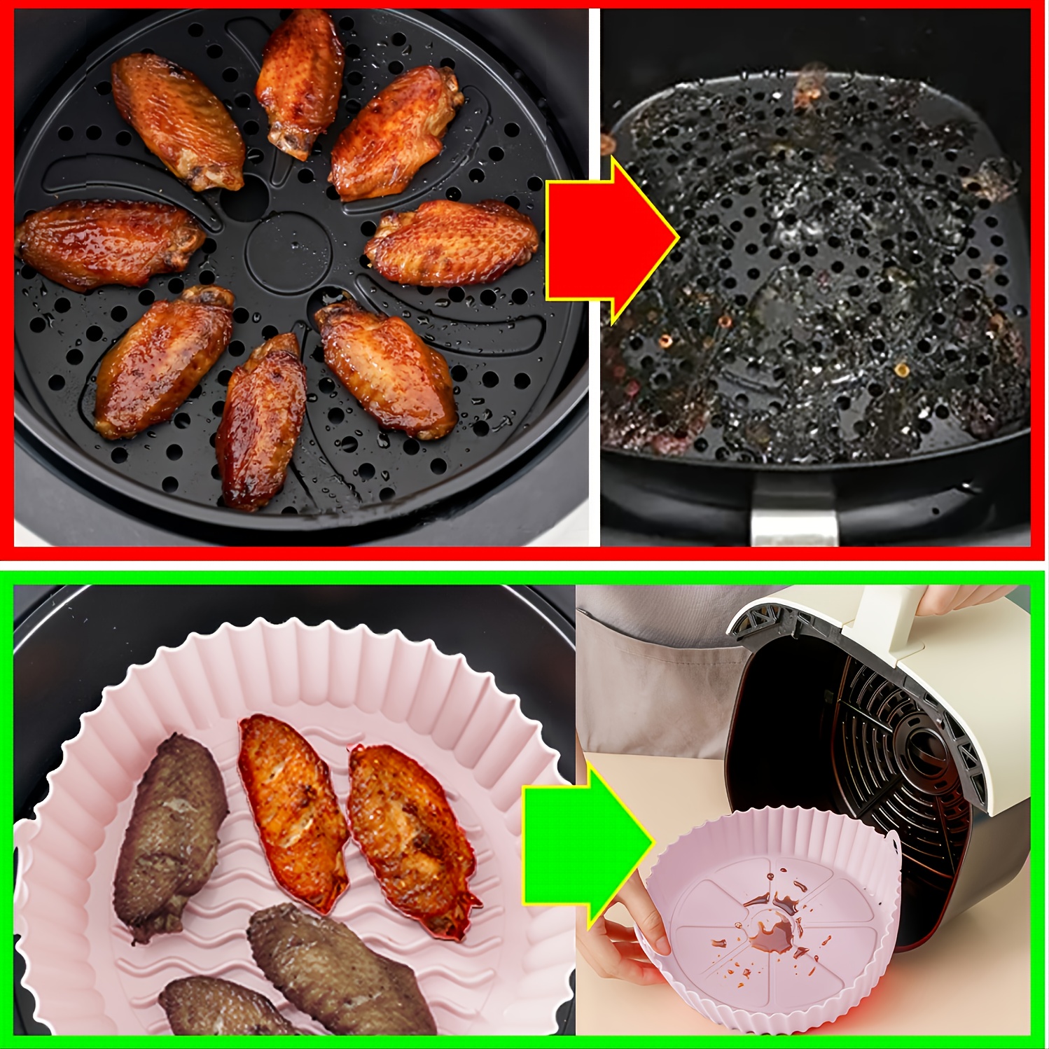 1/2pcs Air Fryer Silicone Pot; Reusable Air Fryer Liners; Silicone Air Fryer  Basket; Food Safe Air Fryer Accessories (Light Blue)
