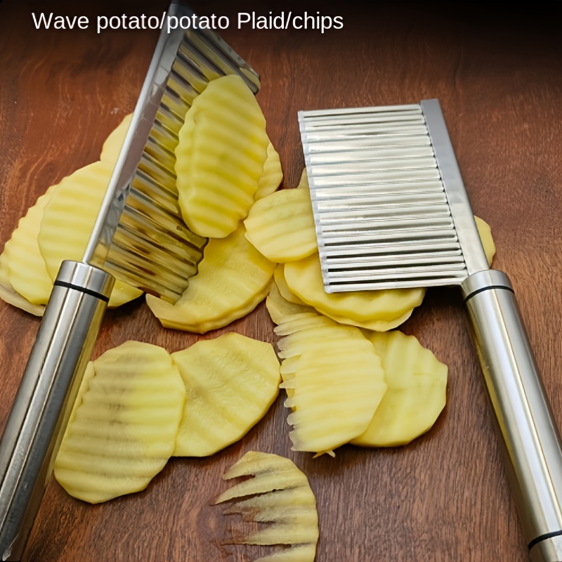 Couteau à froissement de légumes de 4 pièces, coupe-pommes de terre en  acier inoxydable, couteau ondulé de pomme de terre, Français frie ondulé