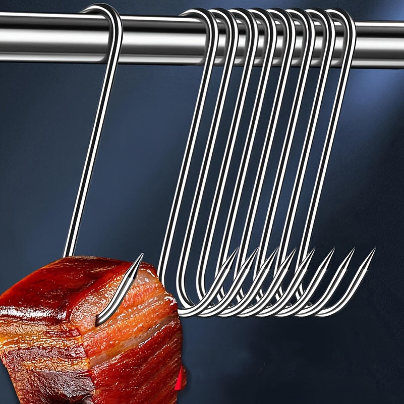 8pcs Stainless Steel Hanging Bacon Hooks S Hooks Multi-functional Hanging  Food Hooks Hanging Meat Bacon Fish Sausage Roast Duck Roast Chicken Goose Ho