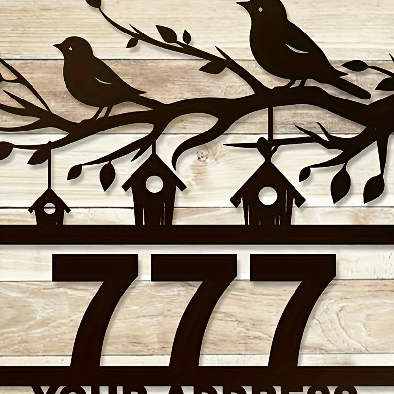 

Custom Metal Bird Silhouette House Number Sign – Personalized Address Plaque, Wall Mount, No Electricity Needed