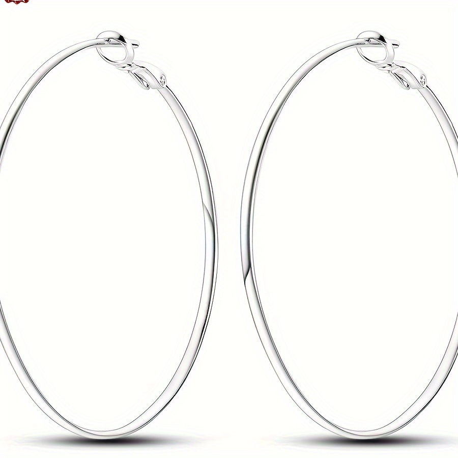 

A Pair Of 925 Sterling Silver Earrings Measuring 50mm, A Fashionable And Of Jewelry Suitable For , Holidays, , Day, Valentine's Day, Graduations, Birthdays Of Women, Girls, And Teenage Lovers.