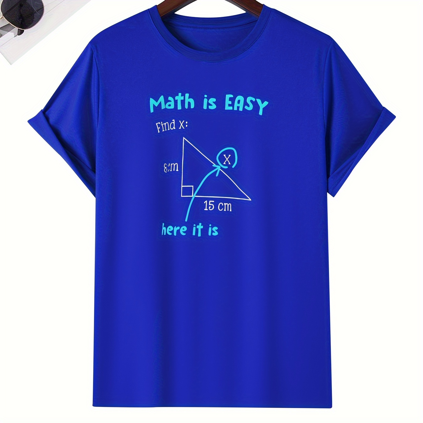 

Funny 'math Is Easy' Print Tee Shirt, Tees For Men, Casual Short Sleeve T-shirt For Summer