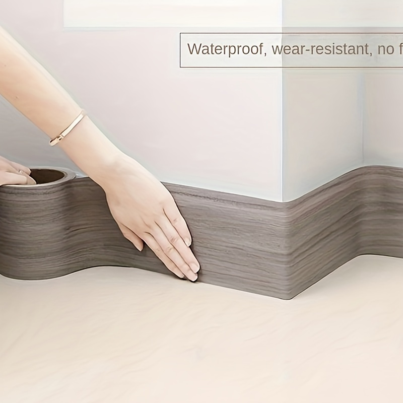 

1 Roll Thickened Lmitation Wood Grain Skirting Line Wall Sticker, Self-adhesive Living Room Bedroom Wall Corner Decoration, 3.15inch X 196.85inch
