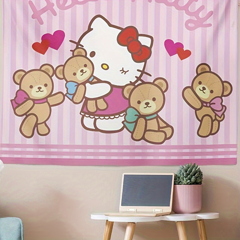 Hello Kitty Bedside Cover Cloth Tapestry Photograph Background