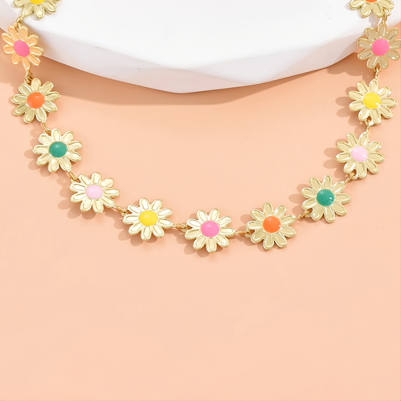 Flower Shape Beaded Anklet, Candy Dainty Adjustable Foot Jewelry