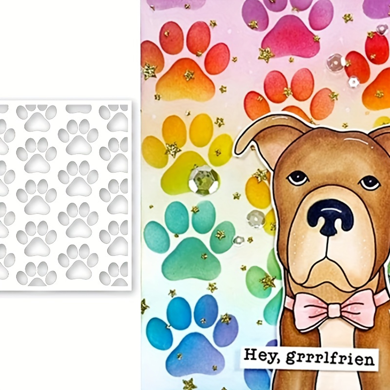 

Reusable Dog Paw Print Stencil For Diy Scrapbooking, Card Making & Crafts - Durable Plastic Embossing Template