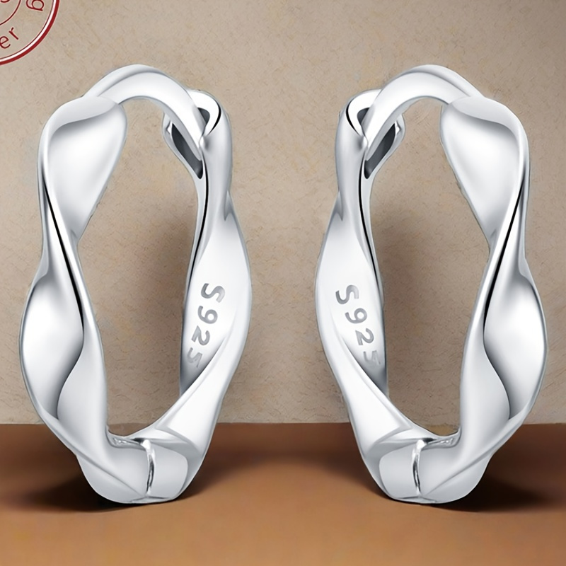 

Miseff Authentic 925 Sterling Silver Twisted Pattern Light Earrings Suitable For Daily And Holiday Women's Luxury Fashion Jewelry Gifts