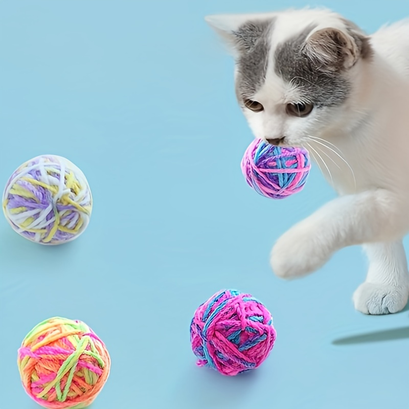 Pet Cat Toys, Self-entertaining Chewableteaser Cat Toy Balls, Colorful  Bells Fleece Balls Cat Supplies Fidget Toy Cat Accessories - Temu