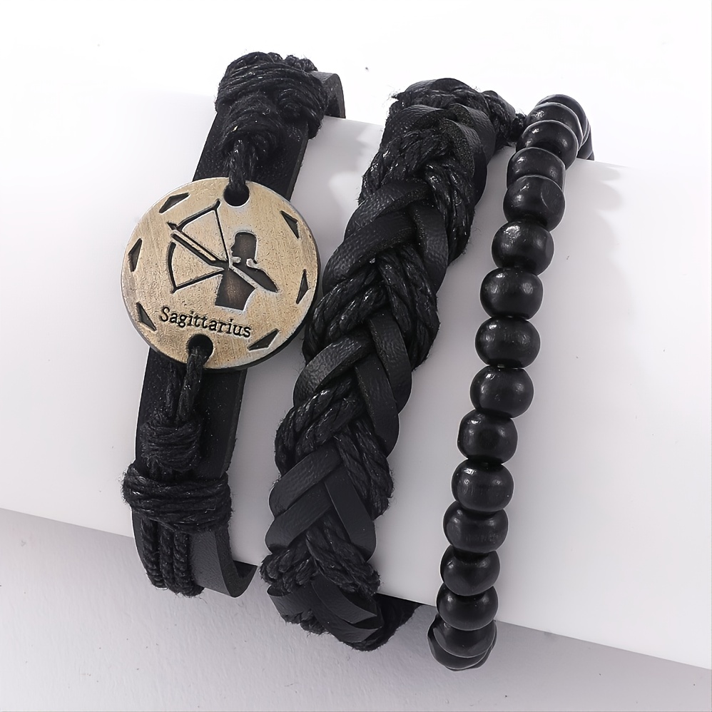 6pcs Multi-layer Punk Wrap Braided Wristband Leather Bracelets Cuff Bangle  Men
