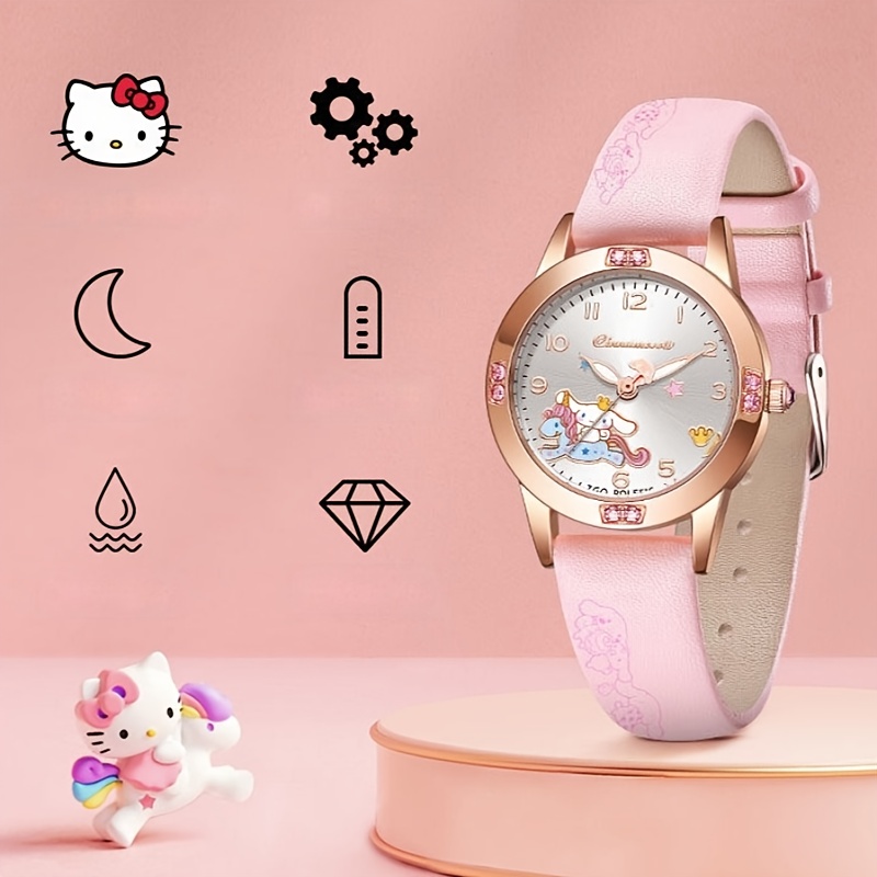 QIXUN Children Watch Girl Middle School Student Ck Cartoon Hello Kitty Kt  Cat Kids Watches Fashion Leather Sports Analog Wristwatch : :  Fashion