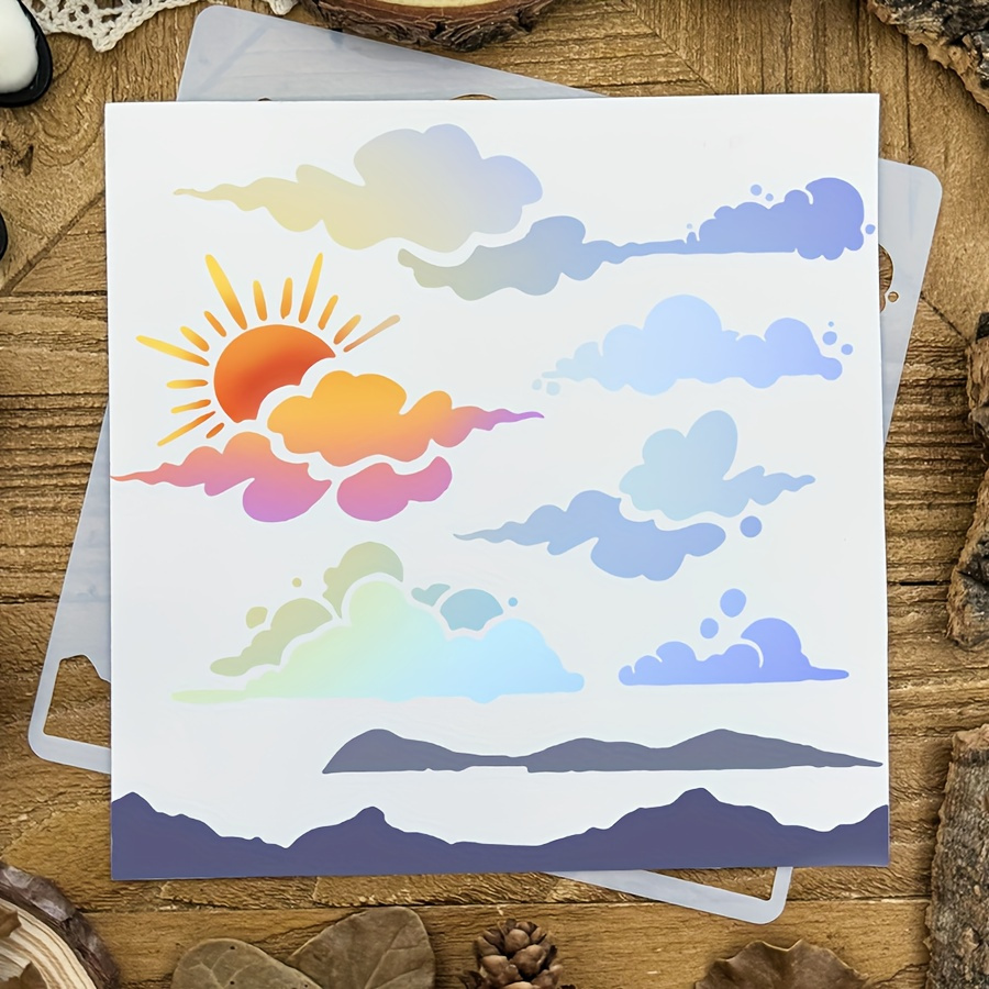 

1pc/6x6in Lovely And Clouds Mountains Diy Layering Stencils Painting Coloring Embossing Album Decorative Template