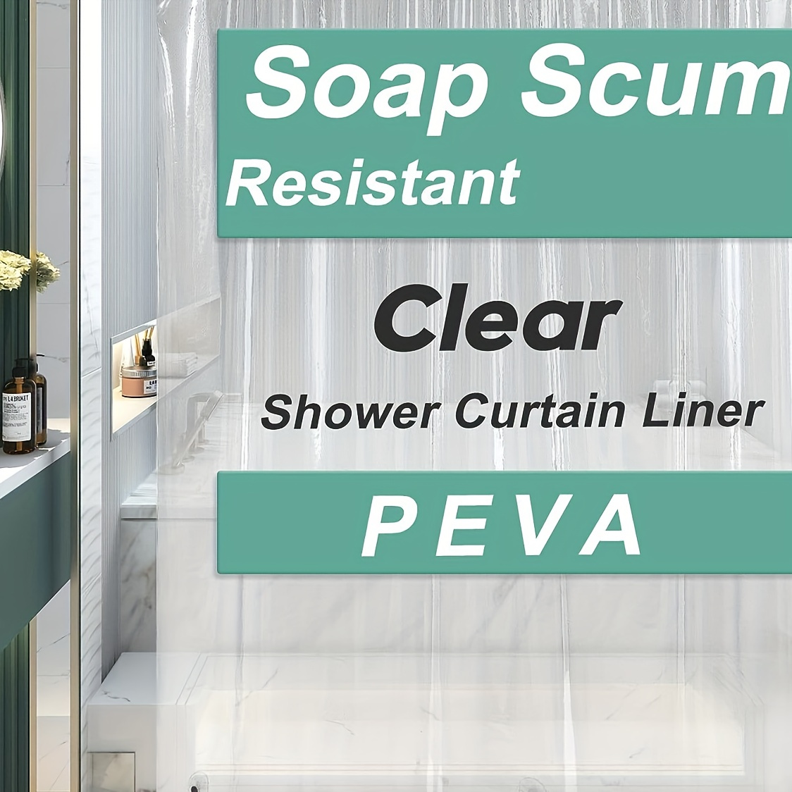 

1pc Lightweight Clear Shower Liner With Magnets, Waterproof Bathroom Shower Liner With Hooks, Home Decor, Bathroom Accessory