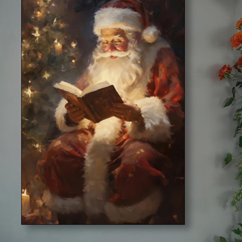 

Festive Santa Canvas Poster: Vibrant Christmas Art For Living Rooms, And Easy To Hang -