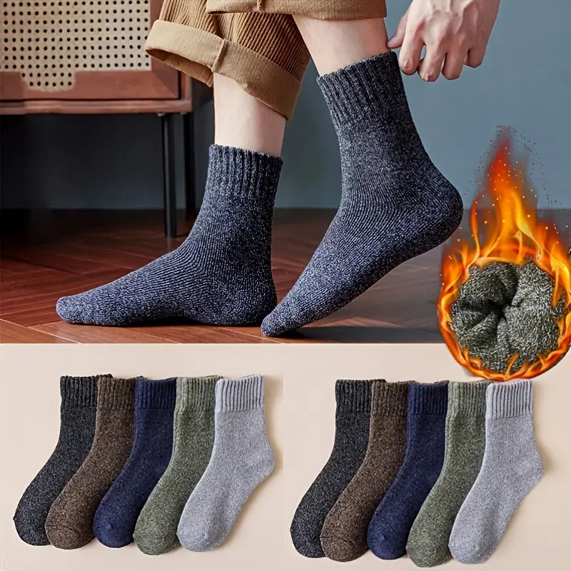 5 pares de calcetines térmicos gruesos para hombres - Temu