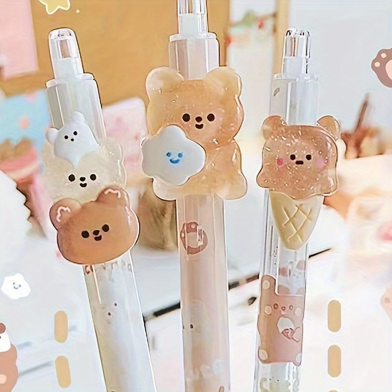 

1pc Cute Teddy Bear Mechanical Pencil 0.5mm Cartoon Automatic Pencil Kawaii Press Pen, Suitable For Students To Practice Calligraphy