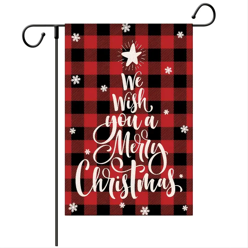 1pc 12 18in Novelty Decorative Christmas Garden Flag Outdoor Letter Christmas Decoration Rectangular Yard Flag Without Metal Fittings