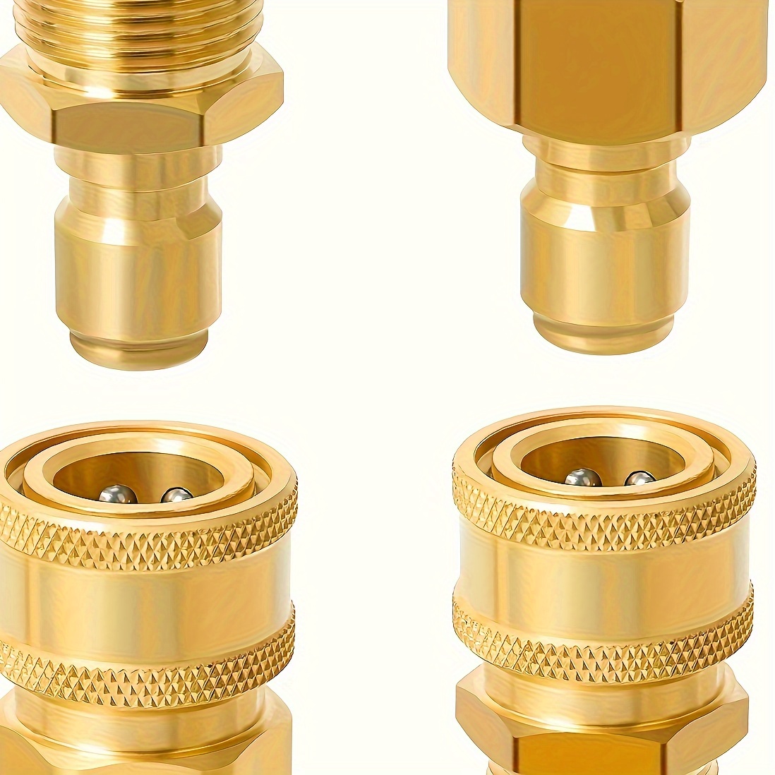 

4-piece High Pressure Washer Quick Connect Adapter Set - Solid Brass, Easy Disconnect Couplers For Home, Garden & Car Cleaning Power Washer Accessories Pressure Washer Hose Adapter