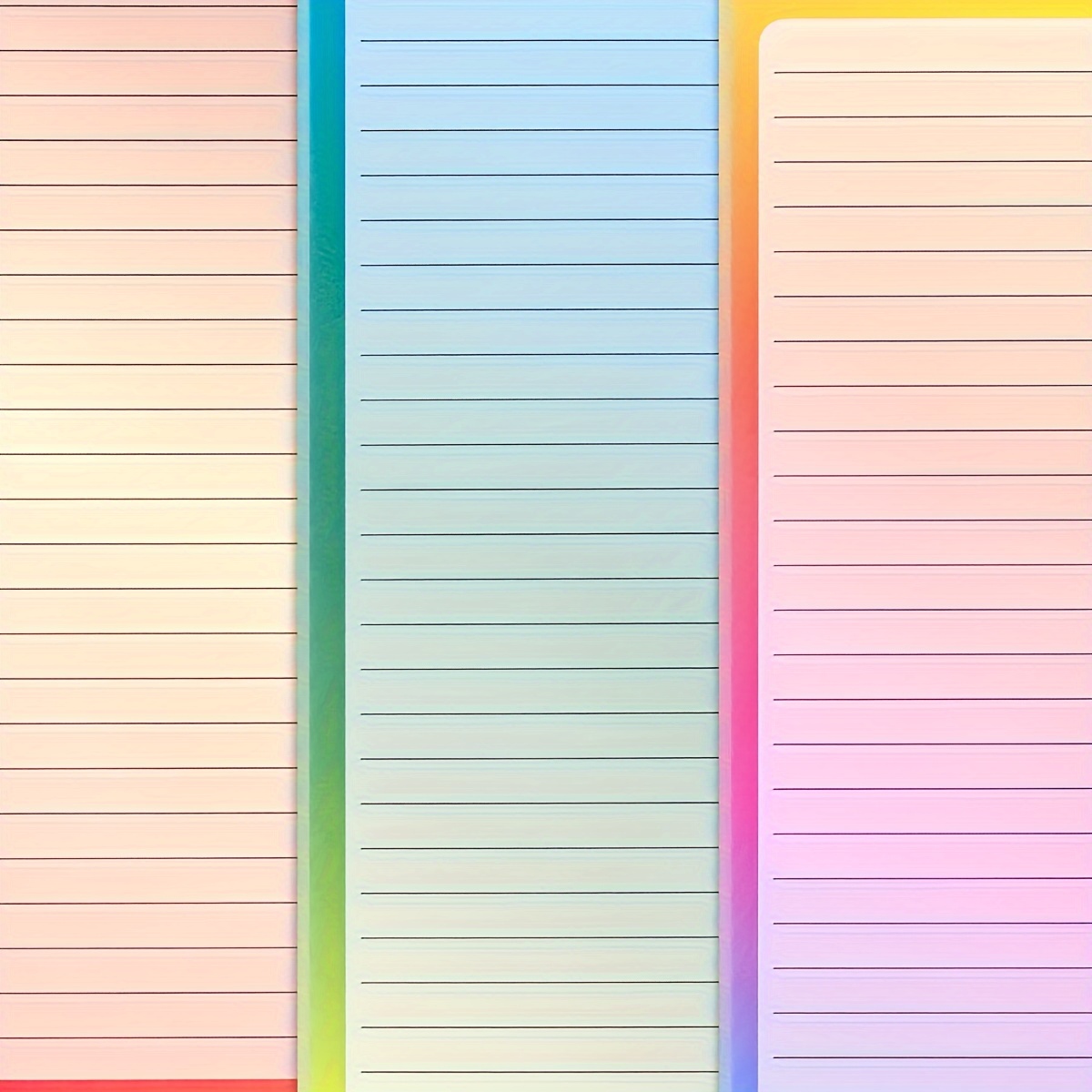 

3pcs Magnetic Notepads For Refrigerator, 100 Sheets Per Pad Gradient Color Grocery List Note Pad For Fridge, To-do Memos, Shopping List, Reminders, 8 X 3 Inch