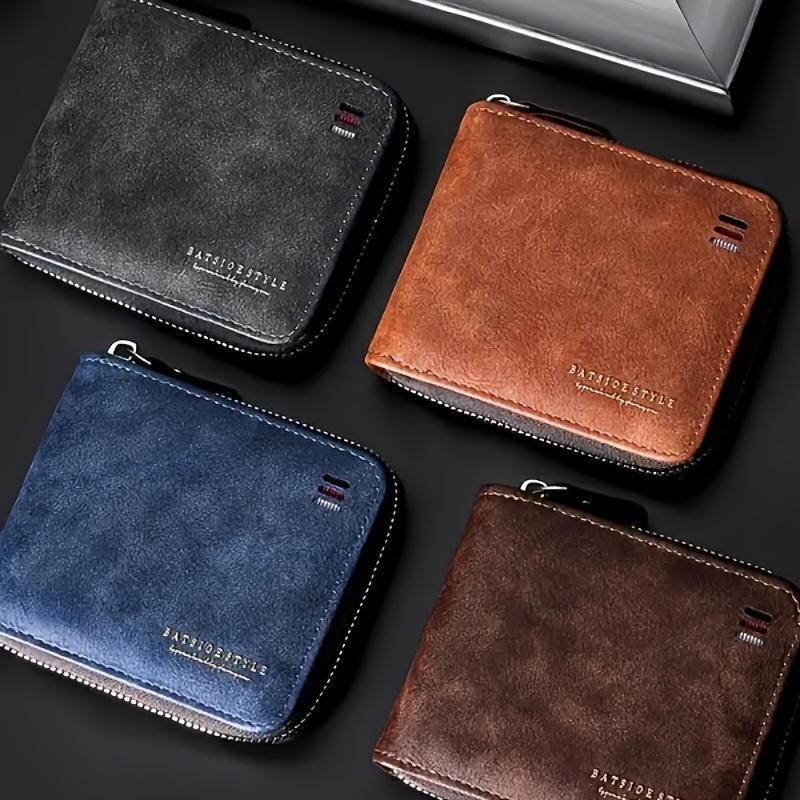 

1pc Classic Business Short Pocket Wallet, Casual Pu Leather Ultra-thin Solid Color Credit Card Holder