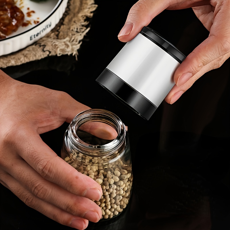 1pc 6-inch White Ceramic Pepper Grinder With Wooden Lid