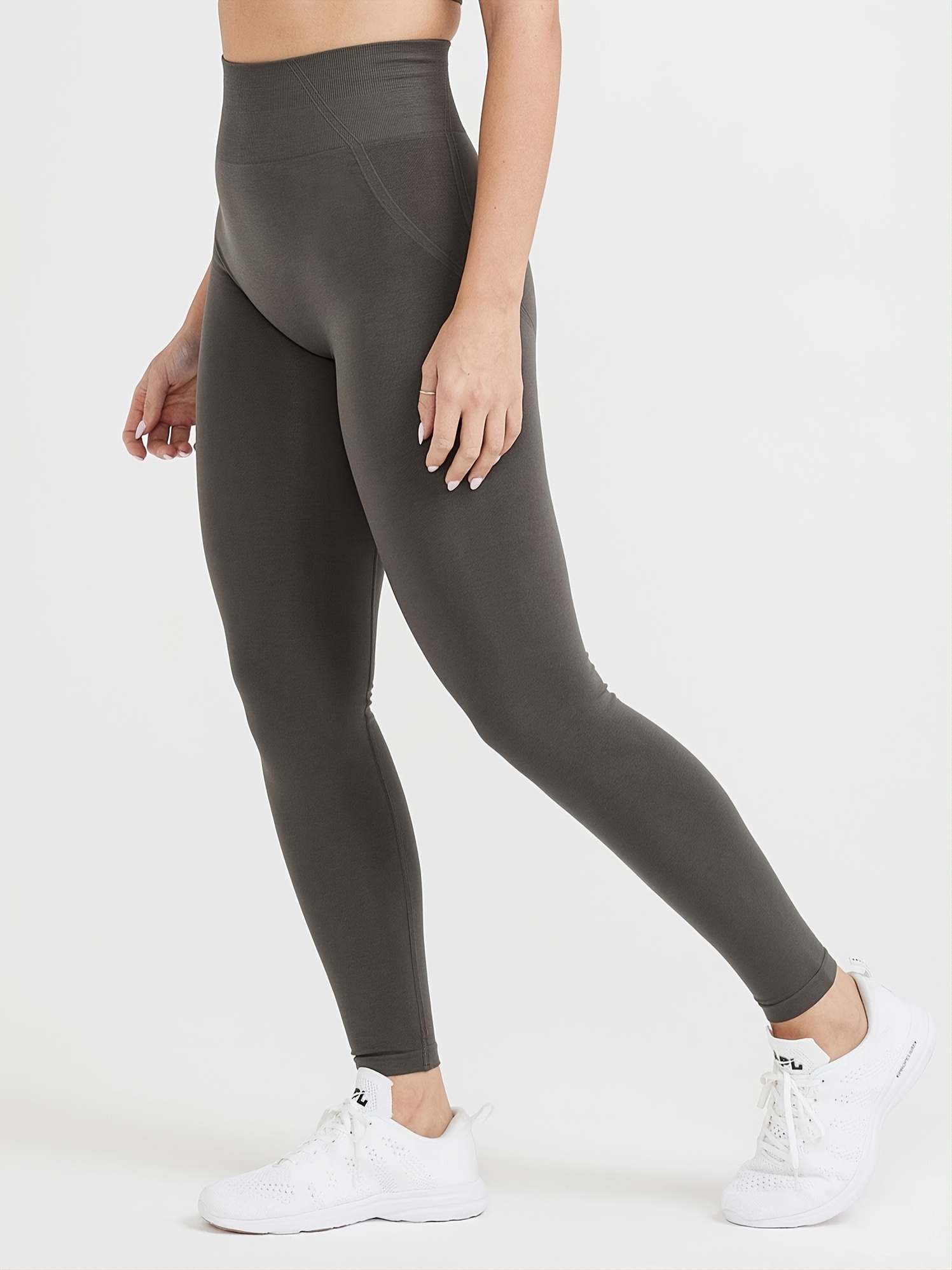 Women Oil Glossy Open Crotch Leggings Nylon Solid Color Sport Yoga