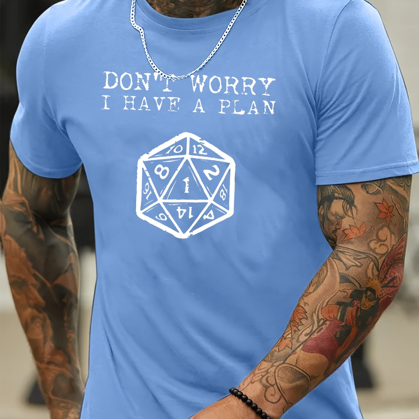 

Men' Blue Casual Summer T-shirt With "don't Worry I Have " – Short Sleeve, Polyester, Round Neck, Machine Washable, Breathable Shirt | Summer Fashion | Smooth Texture