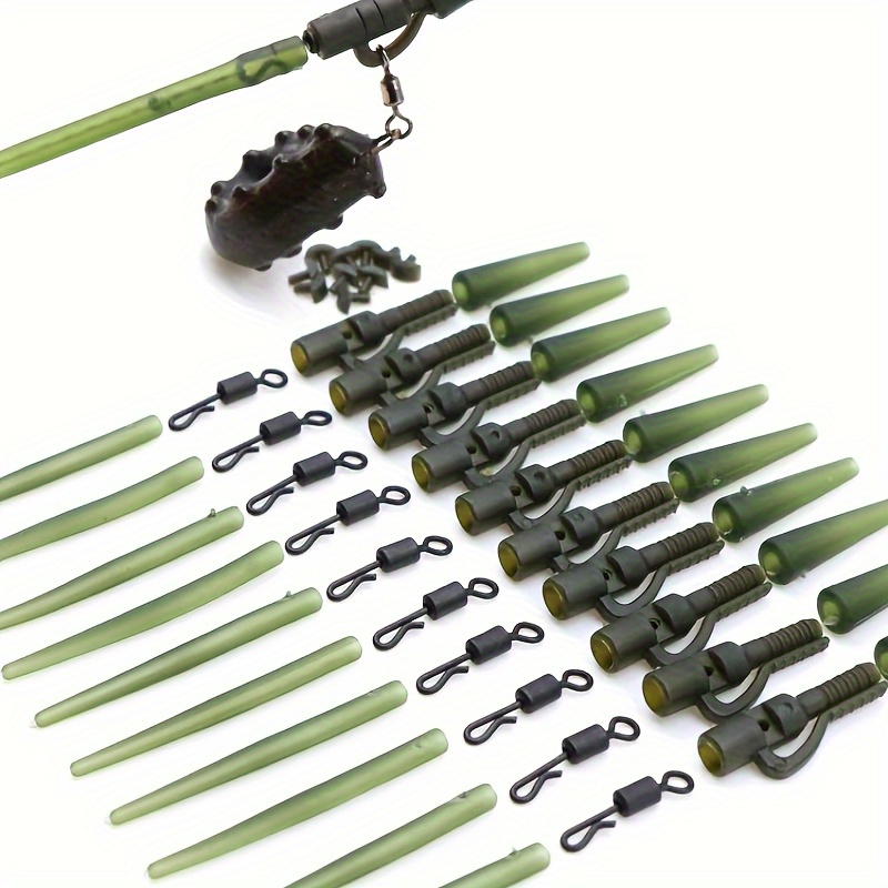 

40-piece Carp Fishing Tackle Kit With Abs Lead Clips, Anti-tangle Sleeves, Quick Change Snap Swivels, Hair Rig Tools Set For Anglers