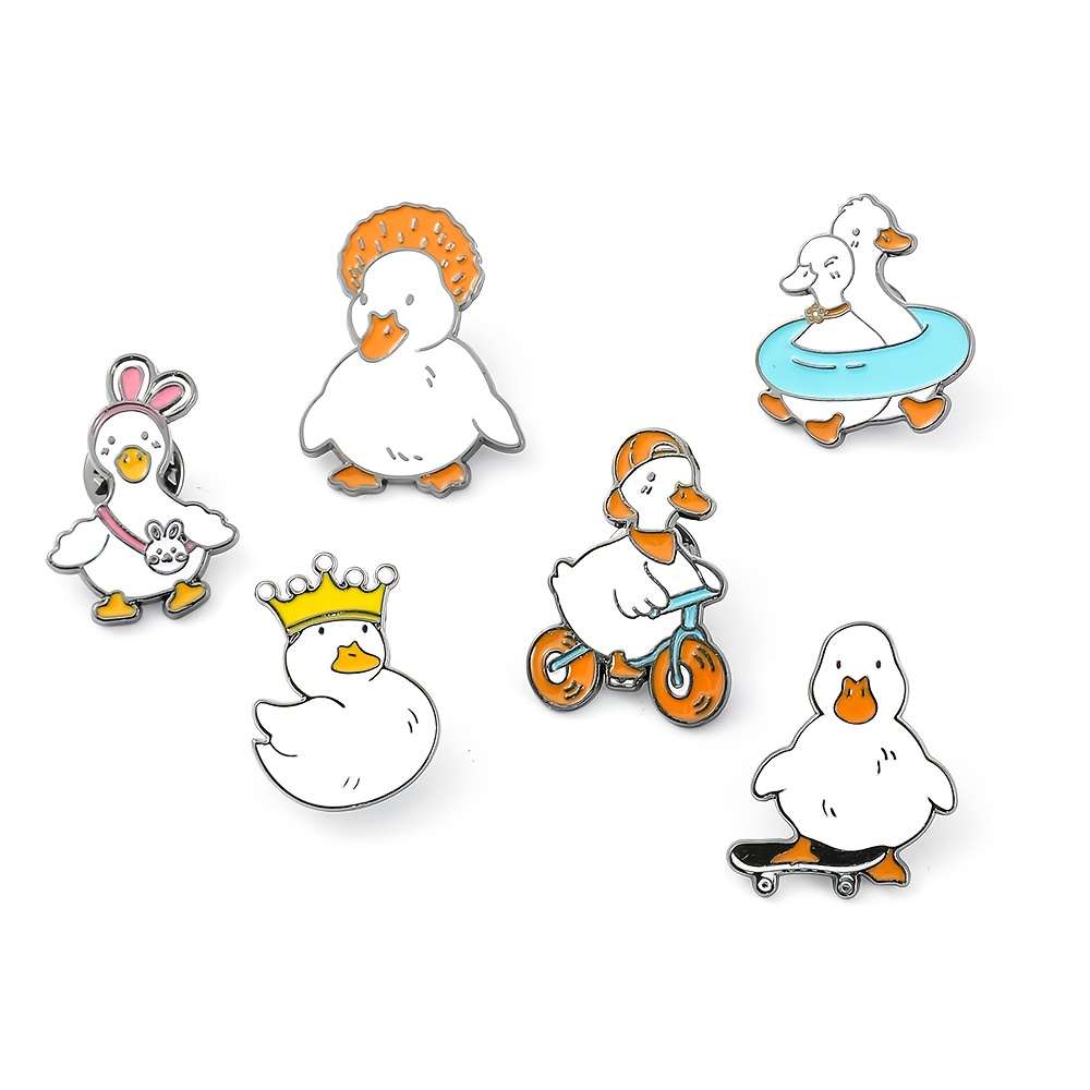 Funny little duck pin crown duck skateboard duck enamel brooch