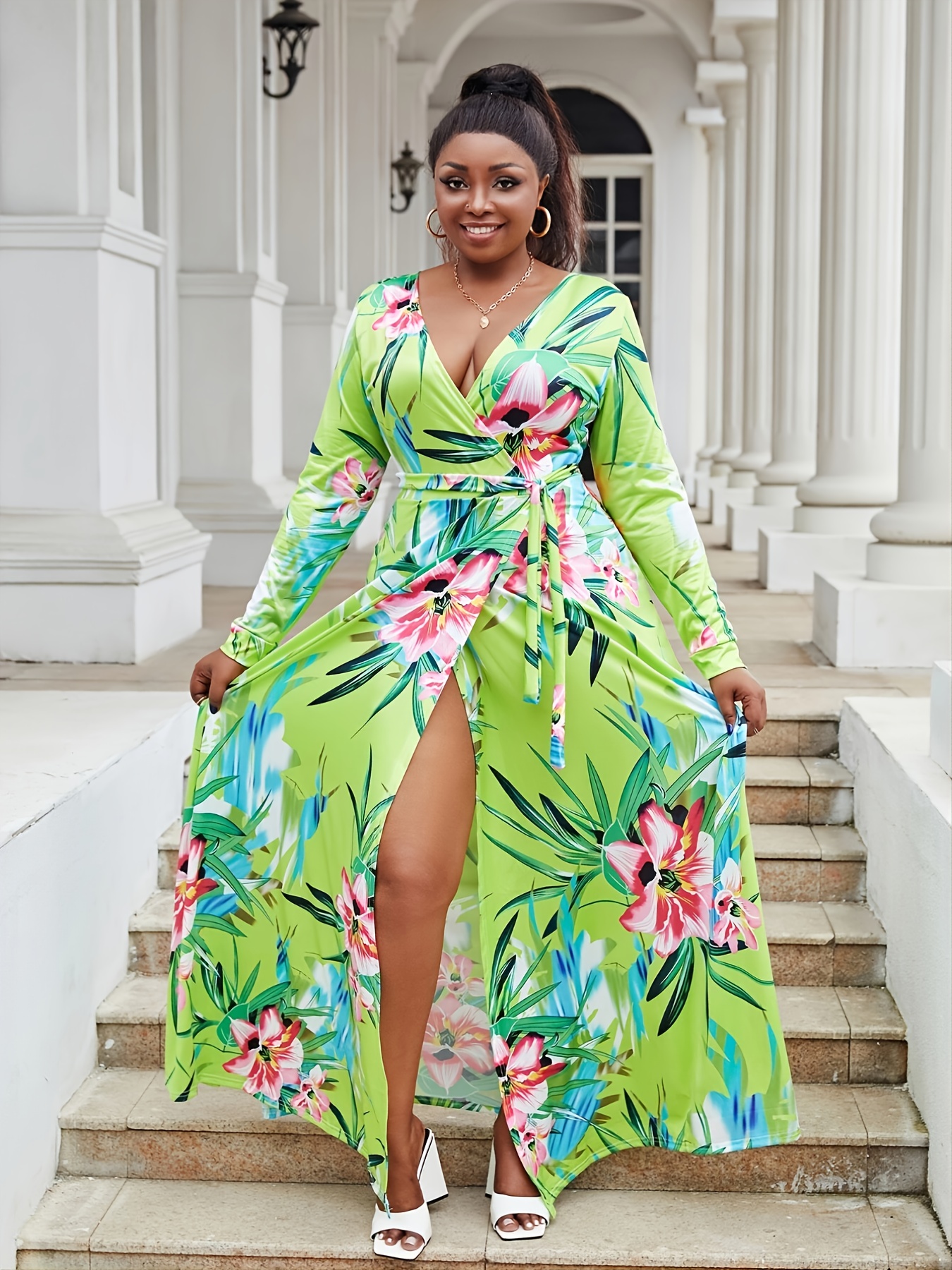 Sexy Plus Size African Dress, Plus Size Low Cut African Maxi Dress ,sexy  Blue Plus Size African Maxi Dress,african Dress for Curvy Women 